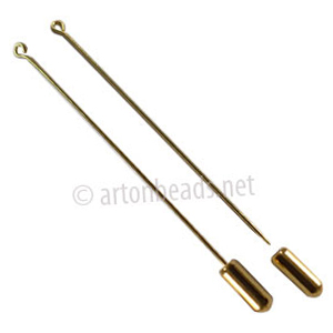 Stick Pin with Loop - 18k Gold Plated - 65mm - 10pcs