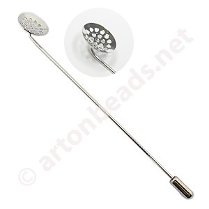Stick Pin with Screen Pad - White Gold Plated - 12x100mm - 3pcs