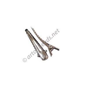 Alligator Hair Clip - White Gold Plated - 35mm - 20pc