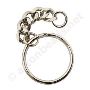 *Key Chain - White Gold Plated - 25mm - 100pcs