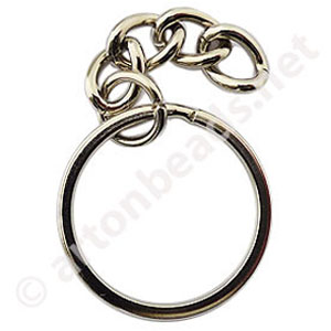 *Key Chain - White Gold Plated - 30mm - 100pcs