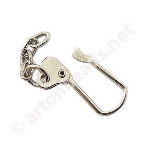 Key Chain - White Gold Plated - 24mm - 8pcs
