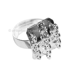 Ring Base 925 Silver Plated - Adjustable - 17x14mm - 3pcs