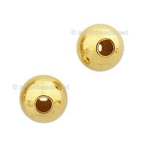 Brass Base Beads (Large Hole) - 18k Gold Plated - 8mm - 6pcs
