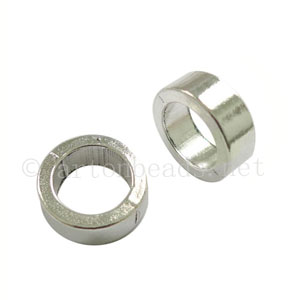 Large Hole Metal Bead - 925 Silver Plated - ID 9.6mm - 10pcs
