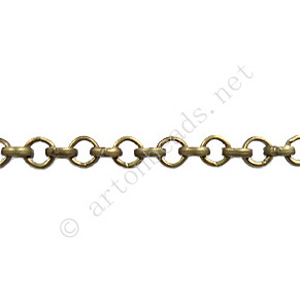 Chain(B3.8) - Antique brass Plated - 3.8x3.8mm - 1m