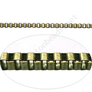 Brass Chain(J1.9B) - Antique brass Plated - 1.9x1.9mm - 1m