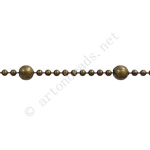 Ball Chain - Antique brass Plated - 1.5 & 3.4mm - 1m