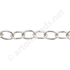 Chain(Y1908) - White Gold Plated - 5.8x8.2mm - 1m