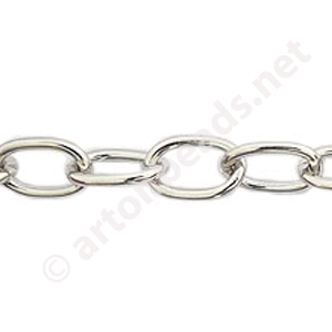 Chain(Y1713) - White Gold Plated - 7.4x11.1mm - 1m