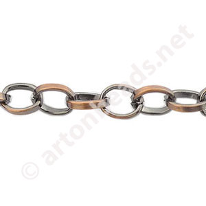 *Chain(Y1811) - Antique Copper Plated - 6.1x7.6mm - 1m