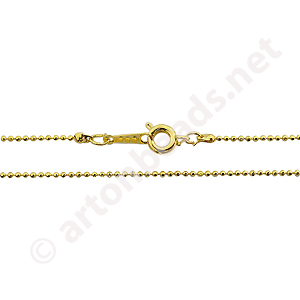 Ball Chain with Clasp-18K Gold Plated(1.2mm)-18"-2pcs