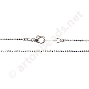 Ball Chain with Clasp-925 Silver Plated(1.2mm)-18"-12pcs