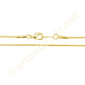 Snake Chain with Clasp-18K Gold Plated(1.2mm)-18"-2pcs