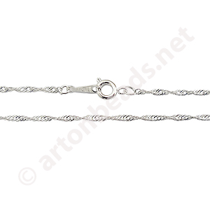 *Rope Chain with Clasp-925 Silver Plated(1.7mm)-16"-10pc