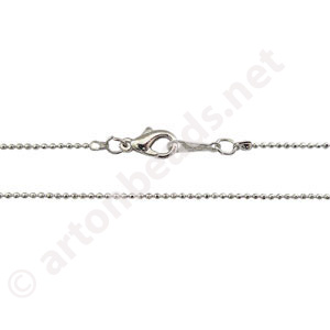 Ball Chain with Clasp-White Gold Plated(1.20mm)-16"-2pcs