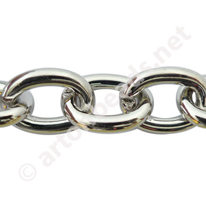 Heavy Link Chain - White Gold Plated - 12.26x16.30mm - 1m