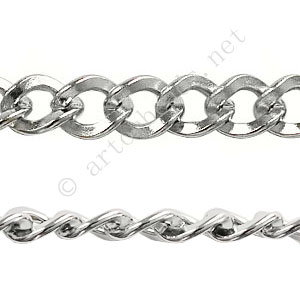Link Chain - White Gold Plated - 8.1x10.25mm - 1m