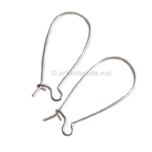 *Sterling Silver Earring Hook - Kidney - 12x32mm - 4pcs
