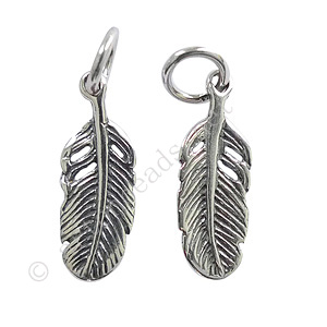 Sterling Silver Charm - Feather - 16x6mm - 2pcs