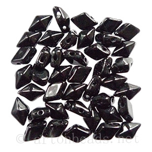 Diamond Duo 2-hole Glass Beads - Jet - 5x8mm - 1 Vial