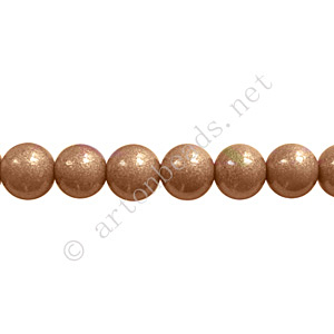 Baking Painted Glass Bead - Round - Light Brown - 6mm-65pcs