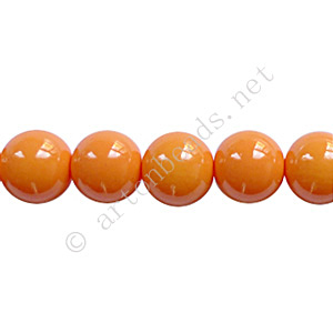 Baking Painted Glass Bead - Round - Orange - 8mm - 50pcs
