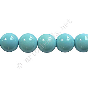 Baking Painted Glass Bead - Round - Sky Blue - 8mm - 50pcs