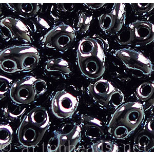 Twin 2-hole Seed Beads - Opaque Gun Metal - 2.5x5mm - 1 Vial