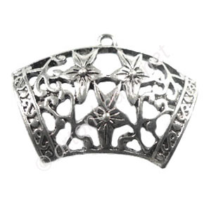 Pendant/Scarf Holder - Antique Silver Plated - 32x44mm - 1pc