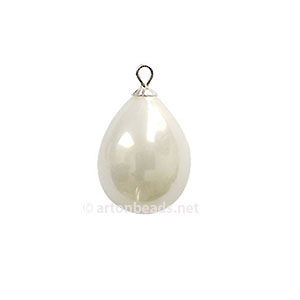White - Mother Of Pearl - Drop Pendant - 15x12mm - 1pc