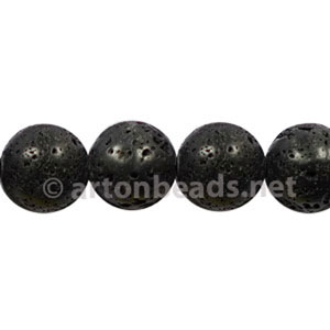 Lava Stone - Black- Round - 10mm