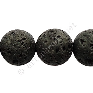 Lava Stone - Black- Round - 16mm