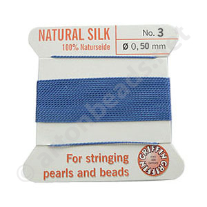 Silk Bead Cord - Light Blue - Size No.3