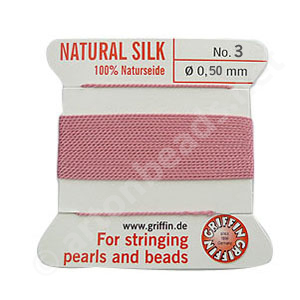 Silk Bead Cord - Dark Pink - Size No.3