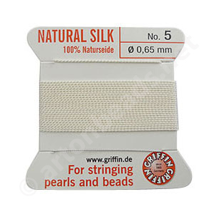 Silk Bead Cord - White - Size No.5 - Click Image to Close