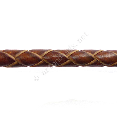 *Braided Genuine Leather Cord - Antique Brown - 5mm x 1M