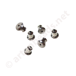 Earring back - White Gold Plated - 5.7mm- 50pcs