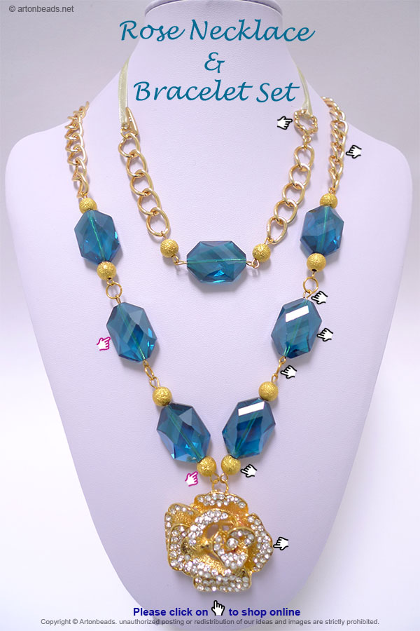 Rose Necklace & Bracelet Set