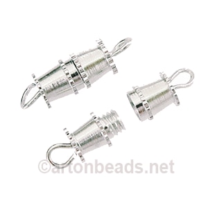 Screw Clasp - 925 Silver Plated - 14x4mm - 8pcs