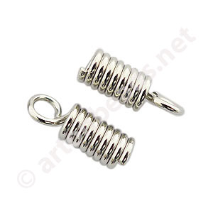 *Coil With Loop - White Gold Plated - 2mm - 40pcs - Click Image to Close