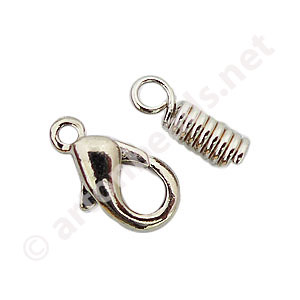 *Coil With Clasp - White Gold Plated - 1mm - 10sets