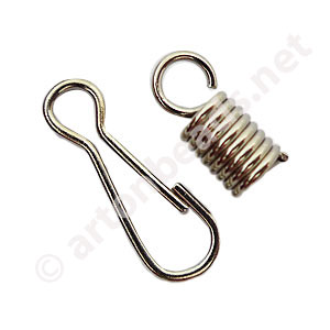 *Coil With Hook - White Gold Plated - 3mm - 10sets