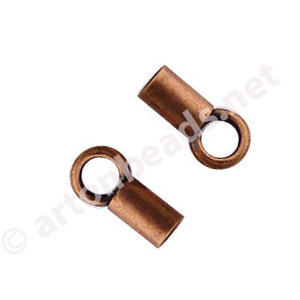 End Tube with Loop - Antique Copper Plated - 1.3mm - 16pcs
