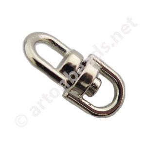 Swivel Connector - White Gold Plated - 16x7mm - 10pcs