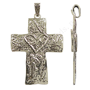 Metal Cross - Antique Silver Plated - 62x97mm - 1pc