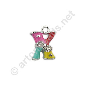 Enamel Charm - Alphabet - X