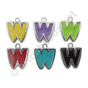 Enamel Charm - Alphabet - W