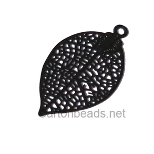 Filigree Stamping Charms-Leaf-Pure Black-28x15mm-6 pcs