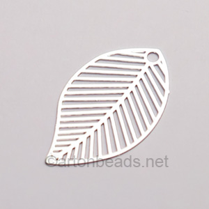Filigree Stamping Charms-Leaf-925 Silver Plated-17x11mm-10pcs